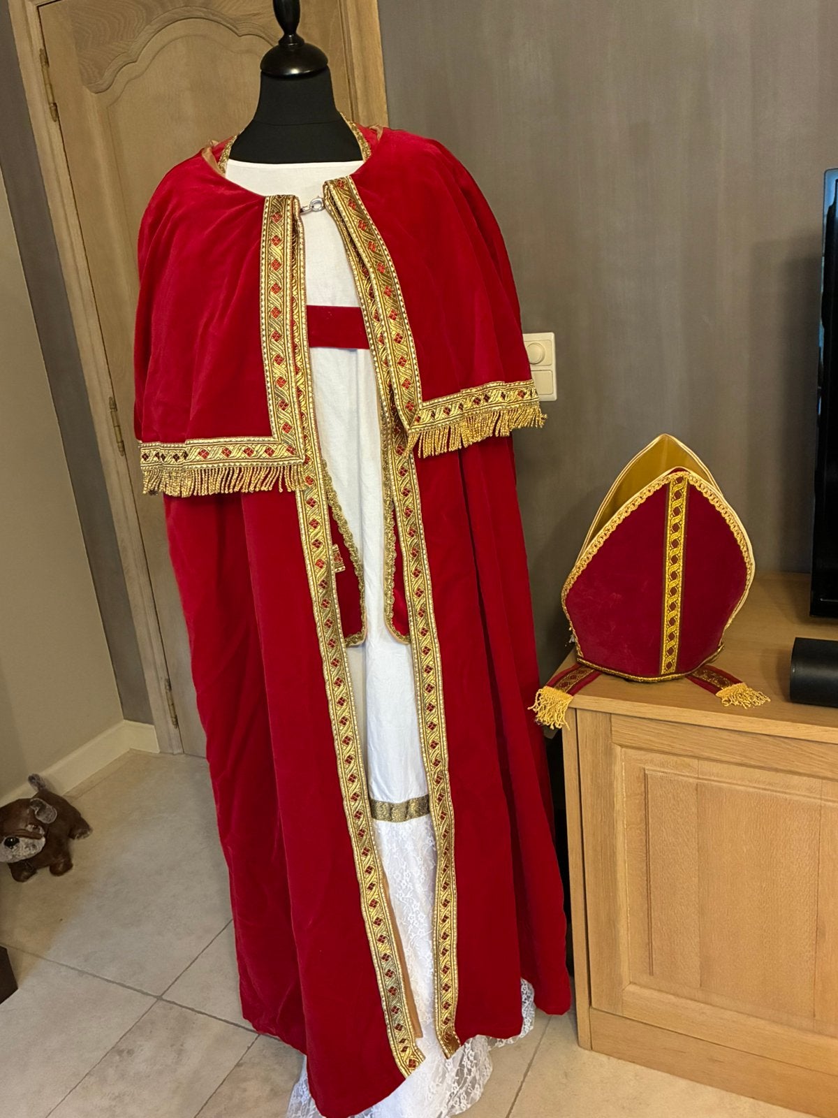 Luxe fluwelen Sinterklaas kostuum, Ophalen of Verzenden, Zo goed als nieuw