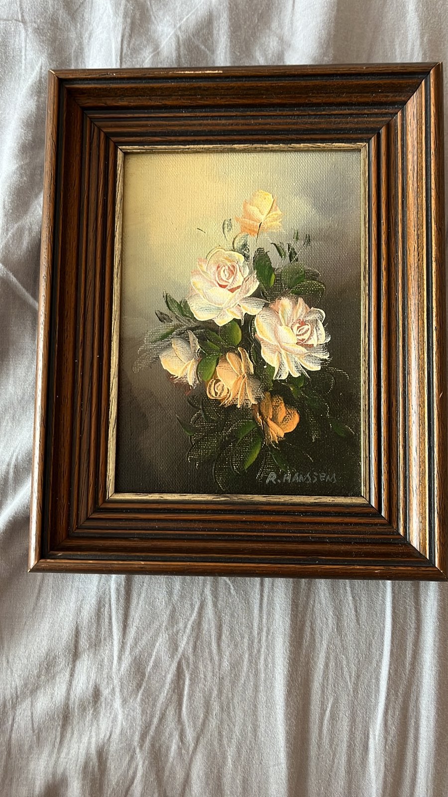 R. Hansen - schilderij - bloemen, Doek, Gesigneerd, Klassiek, Ophalen