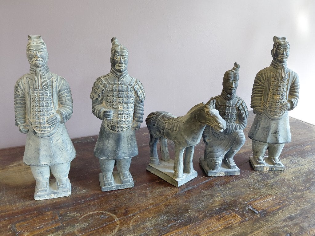 Authentiek Terracotta Warriors Handgemaakt Kleibeeld, Antiquités & Art, Fait main, Sculpture, 20 cm, Enlèvement ou Envoi