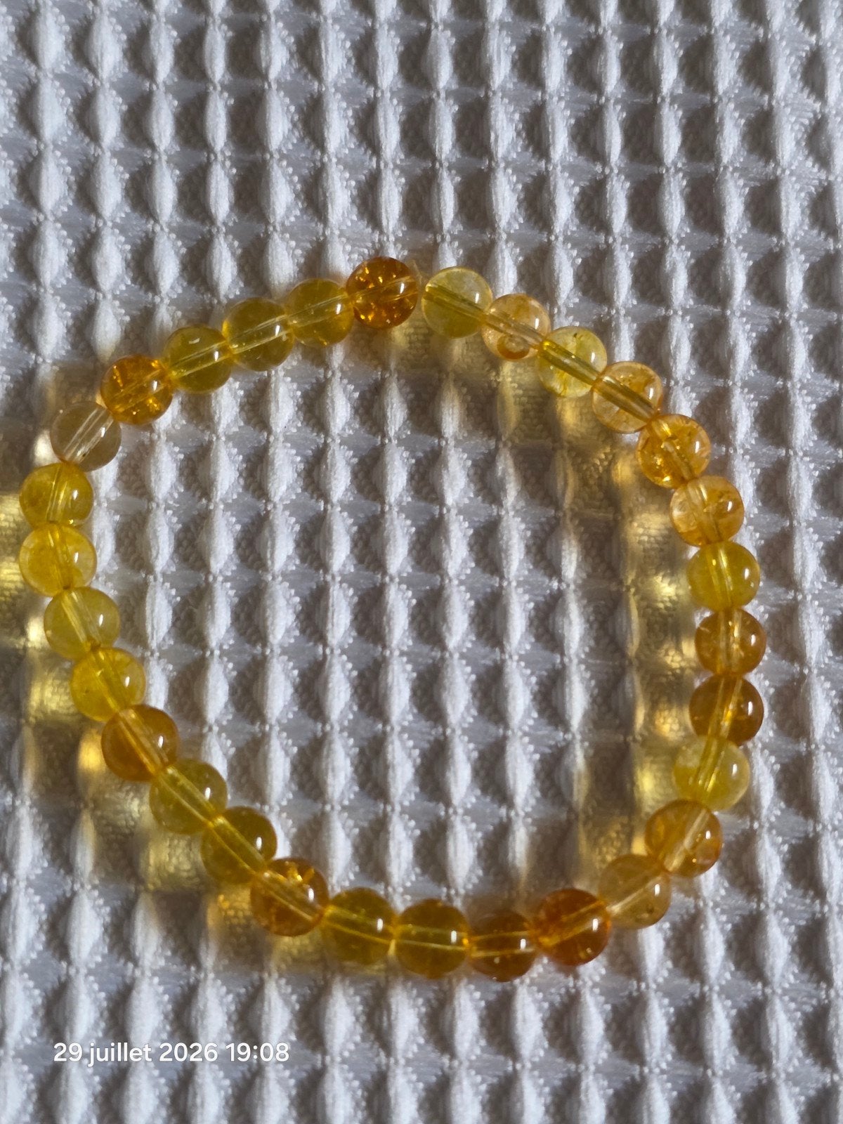 Bracelet élastique avec perles de citrine, Bijoux, Sacs & Beauté, Bracelets, Jaune, Enlèvement, Avec pierre précieuse, Neuf