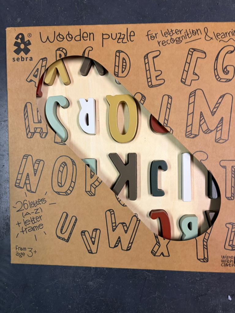 Houten puzzel alfabet sebra nieuw, Ophalen of Verzenden, Nieuw