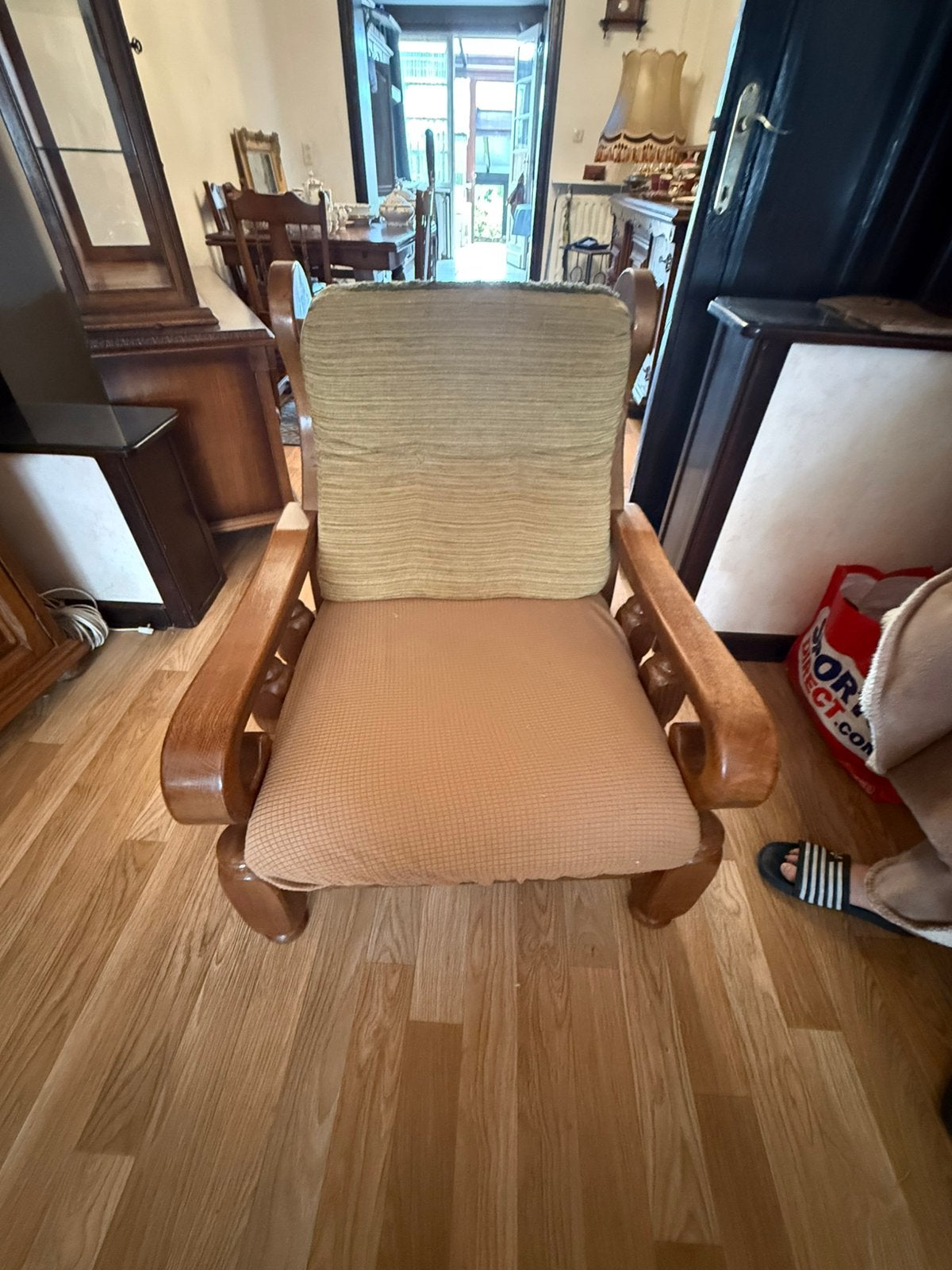Houten 1 persoons zetel 2stuks, Huis en Inrichting, Stoelen, Ophalen, Zo goed als nieuw