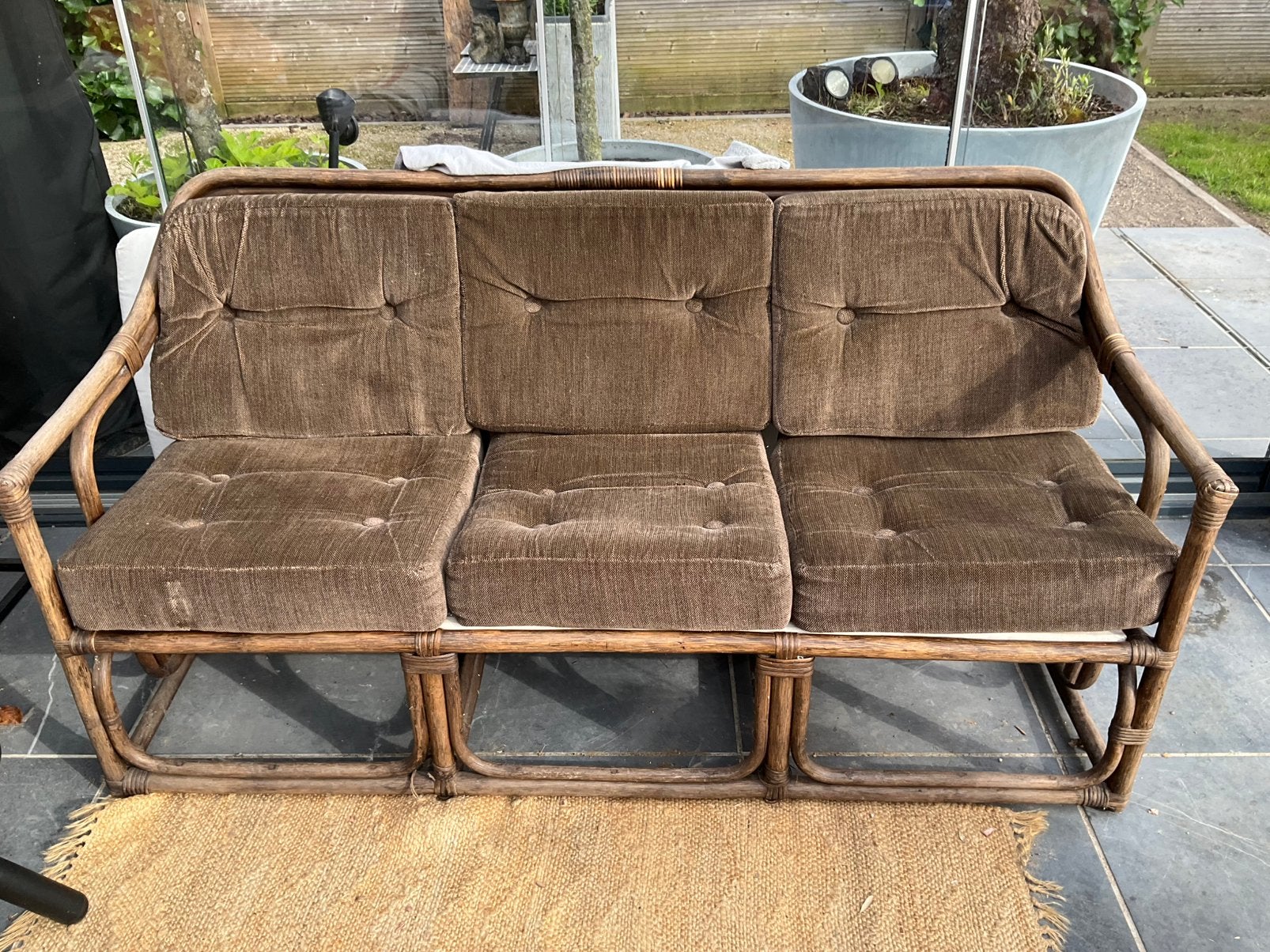 Rotan 3zit, Tuin en Terras, Tuinbanken, Ophalen, Gebruikt, Rotan
