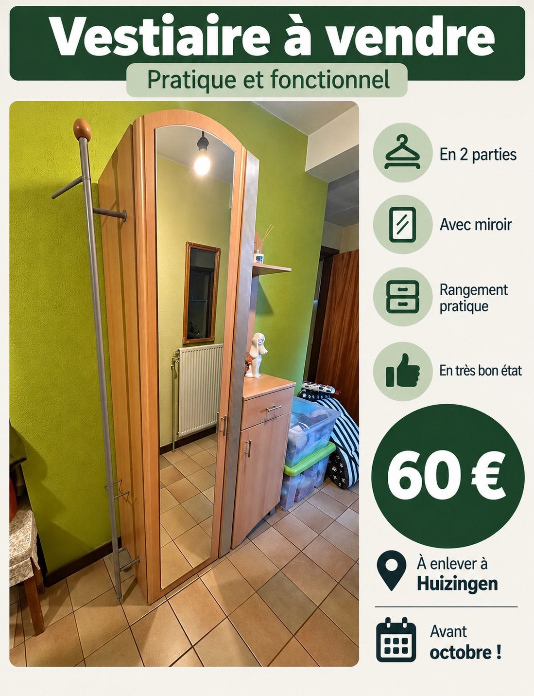 Vestiaire penderie, Enlèvement, Utilisé