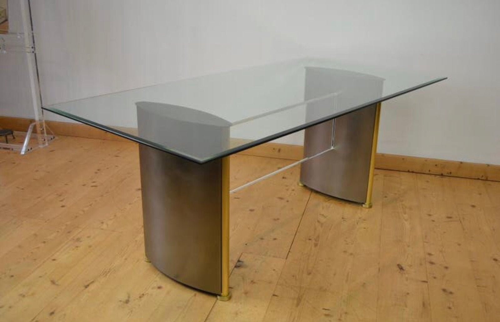 Table vintage design "Belgo Chrom" avec plateau en verre, Antiquités & Art, Enlèvement