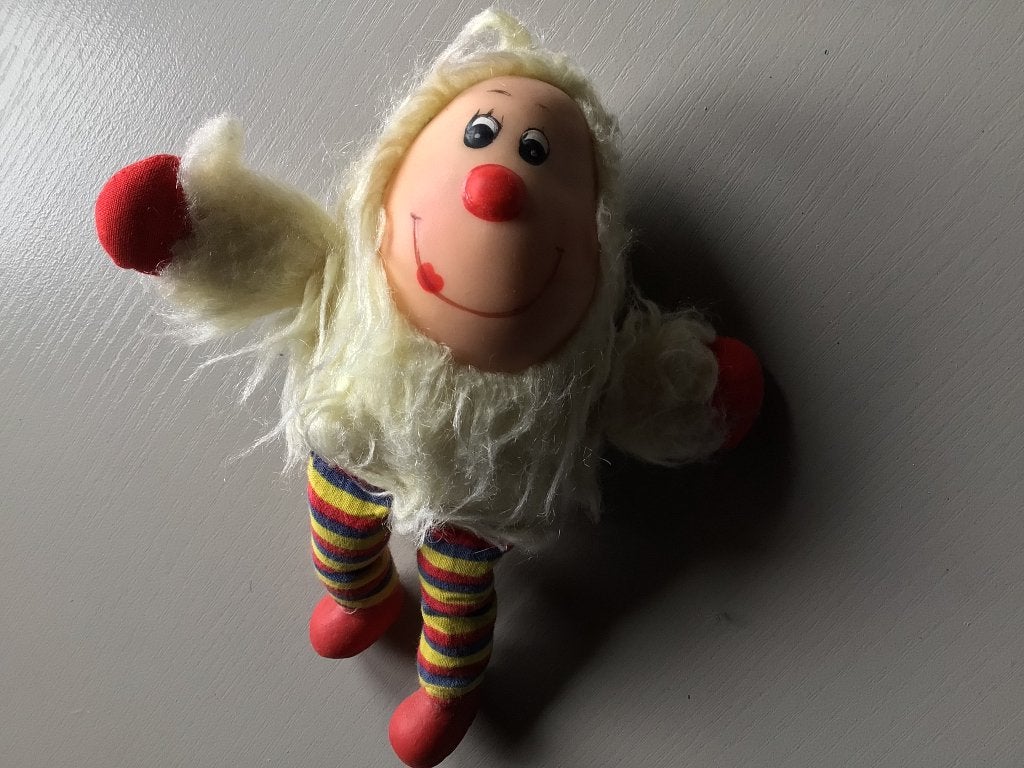 Retro knuffel rubber gezicht en schoentjes, Kinderen en Baby's, Speelgoed | Knuffels en Pluche, Ophalen of Verzenden
