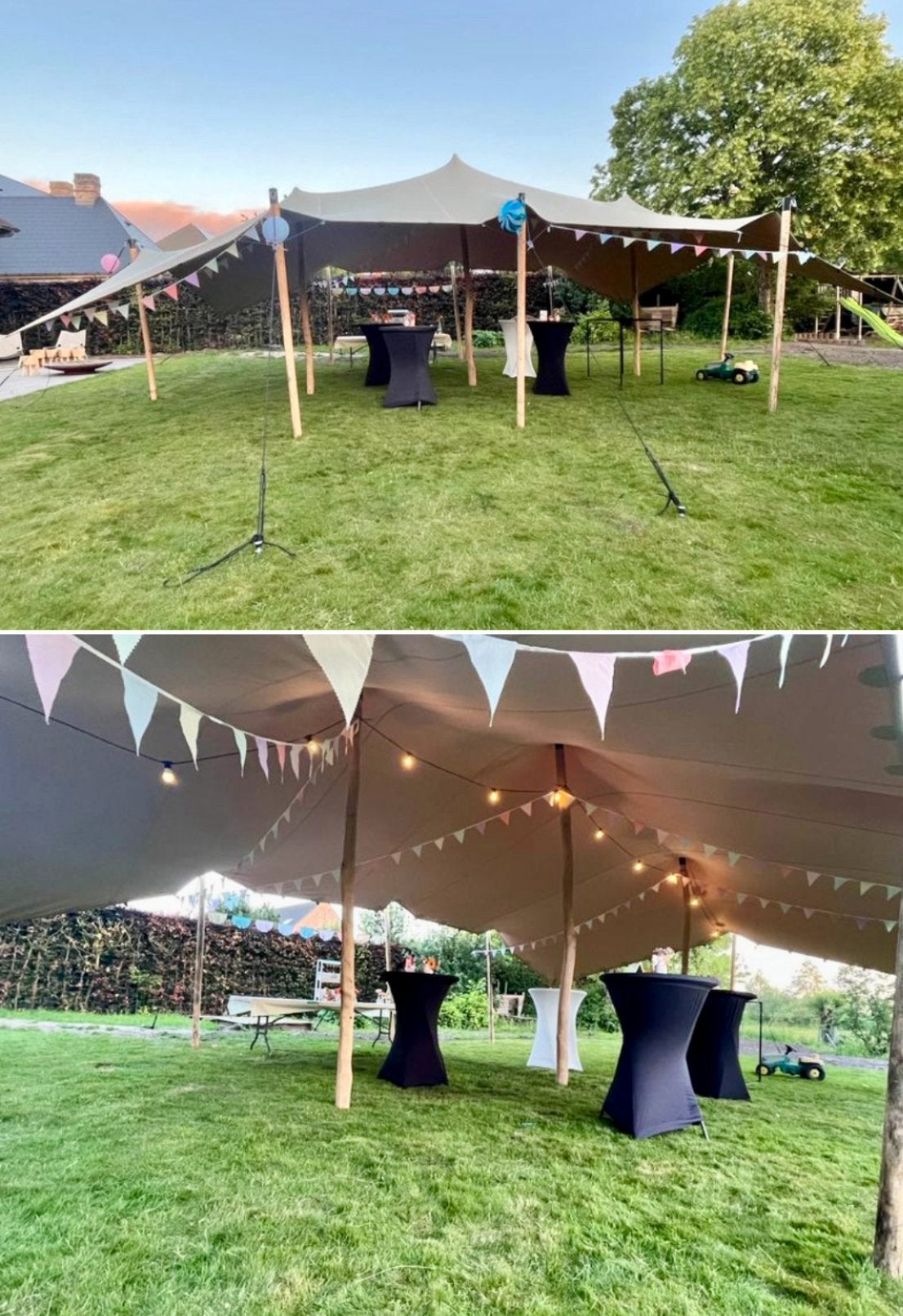 Stretchtent- partytent te huur 7,5 * 10m, Enlèvement, Comme neuf