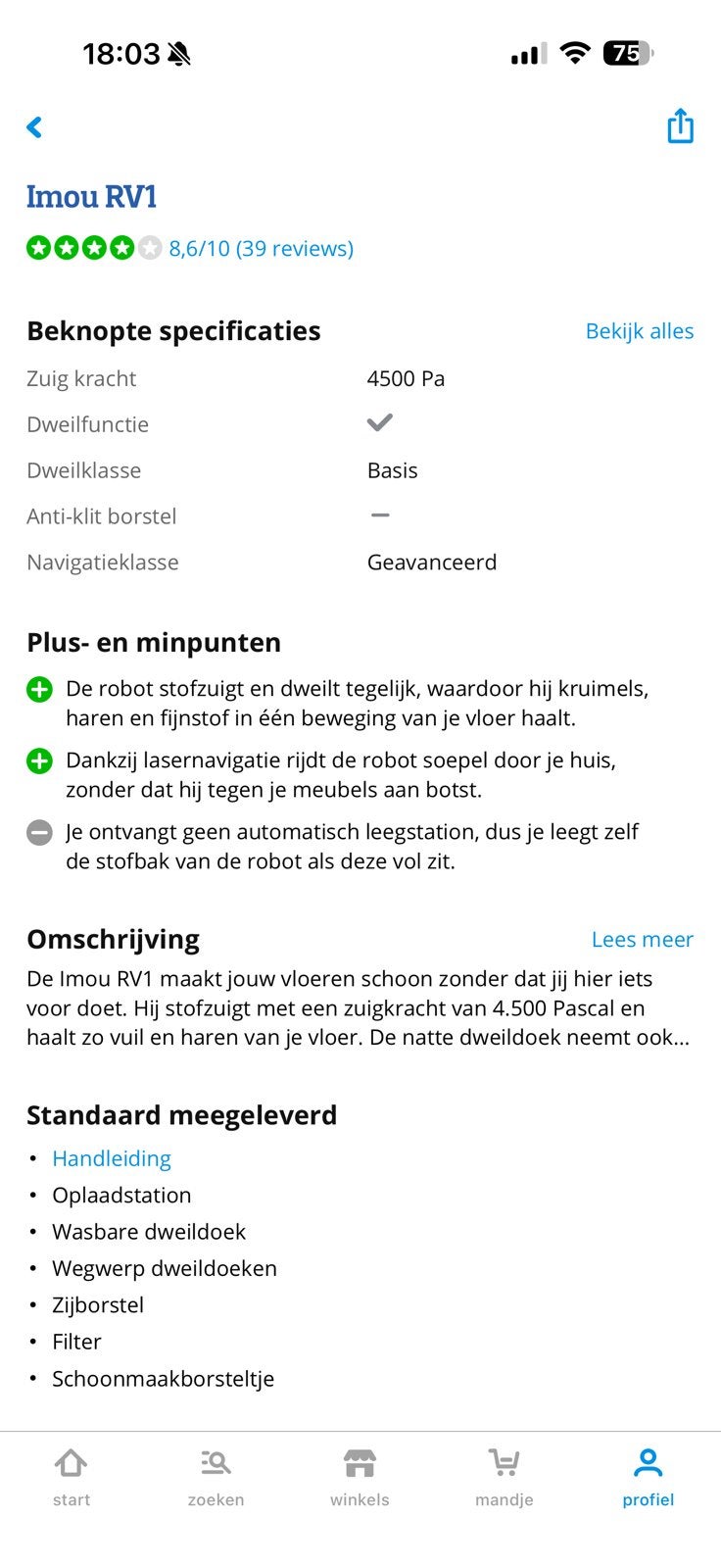 Robotstofzuiger, Ophalen, Overige merken, Gebruikt, Reservoir