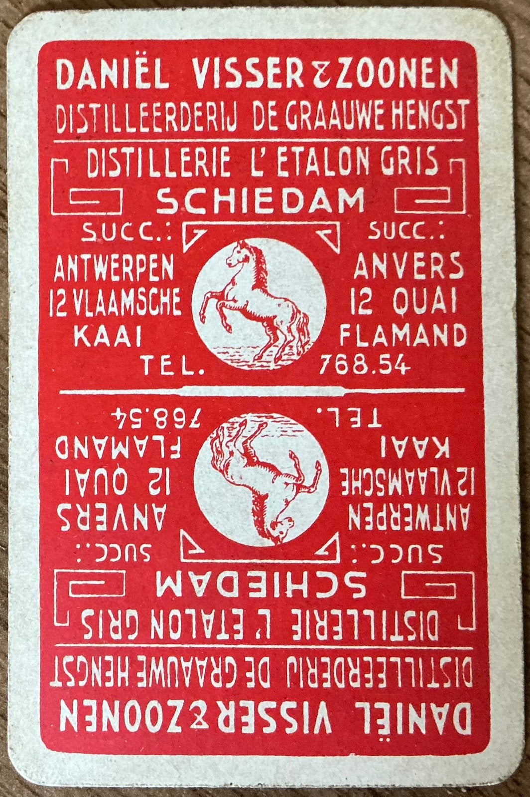 Splk DISTILLEERDERIJ DE GRAUWE HENGST/ANTWERPEN, Ophalen of Verzenden, Zo goed als nieuw, Speelkaart(en)