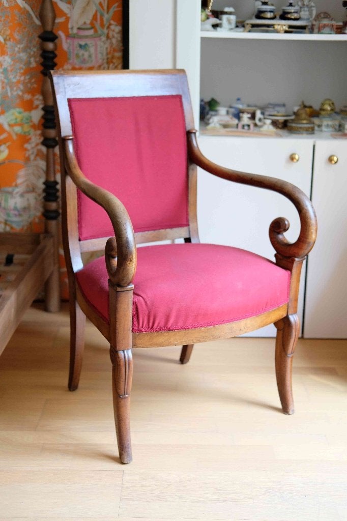 Paar notenhouten fauteuils — Restauratieperiode, Ophalen, Hout, Gebruikt, Minder dan 75 cm