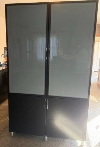 Armoires : meuble buffet - armoire, Maison & Meubles, Zwart hout met melkglas, Enlèvement, Utilisé, Verre