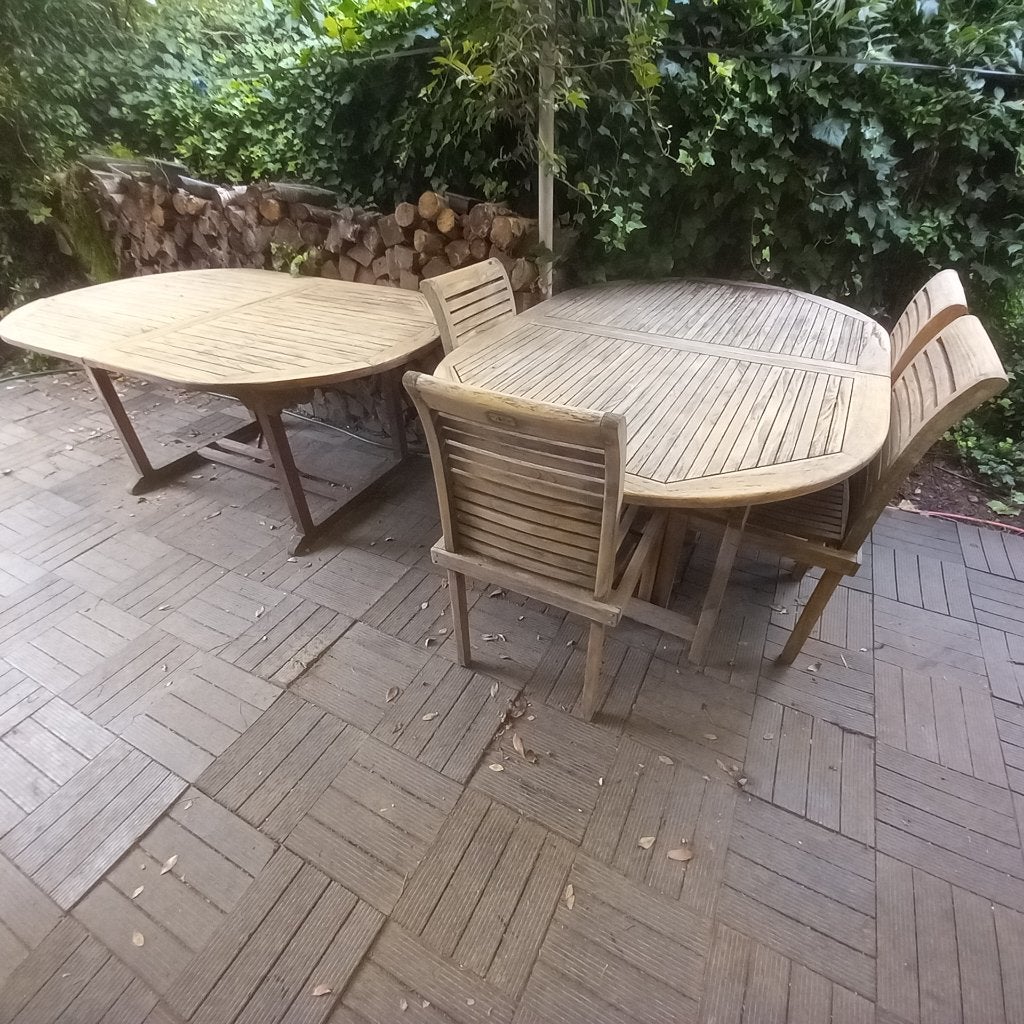 Tables teck massif à  rallonge  240 (180)x 120(110)cm, Tuin en Terras, Tuintafels, Ophalen, Teakhout