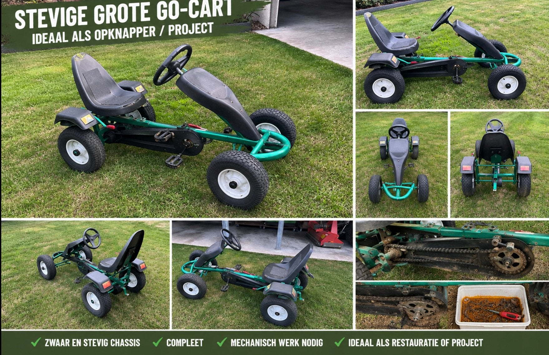 Grote stevige go-cart – mooie basis voor restauratie/project, Ophalen, Gebruikt, Berg