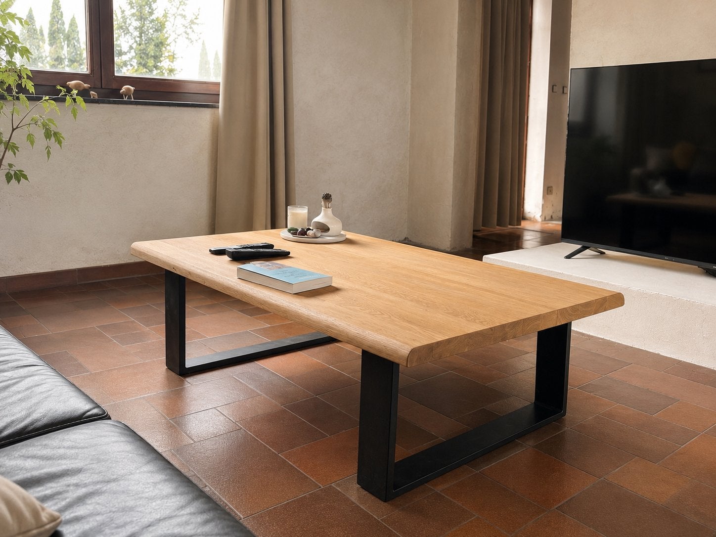 Table basse en chene massif, Enlèvement, Utilisé, 50 à 100 cm, Chêne