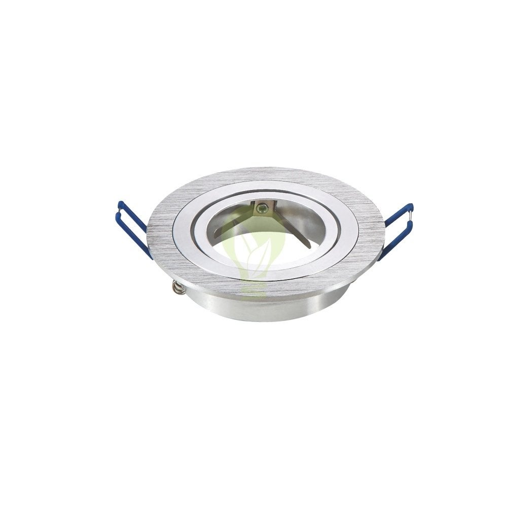 2 x Geborsteld alu. spot armatuur | Enkel | Rond, Maison & Meubles, Lampes | Spots, Neuf, GU10, Spot encastrable, LED