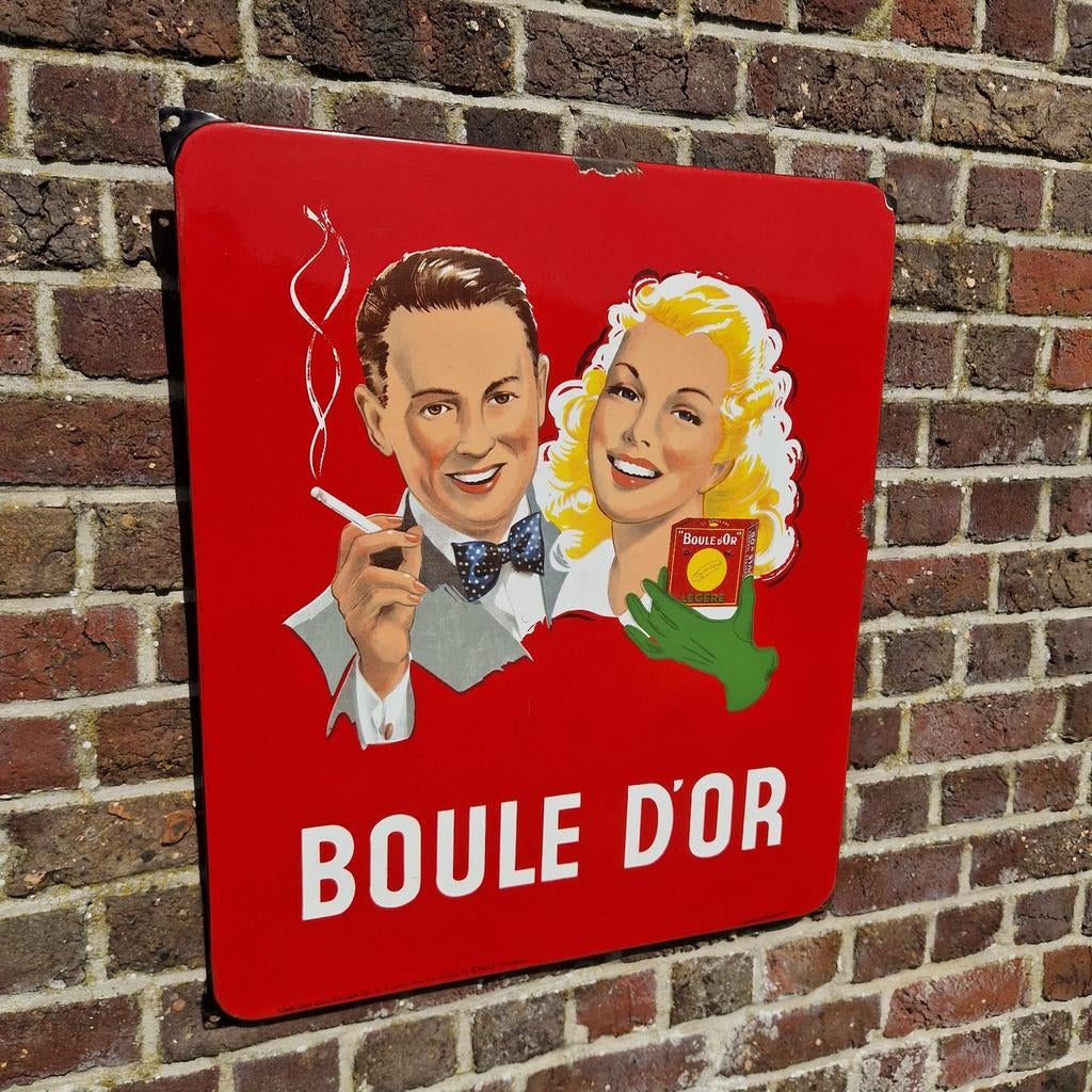 Zeldzame emaille boule d'or 1950 zonder witte rand, Verzamelen, Merken en Reclamevoorwerpen, Ophalen