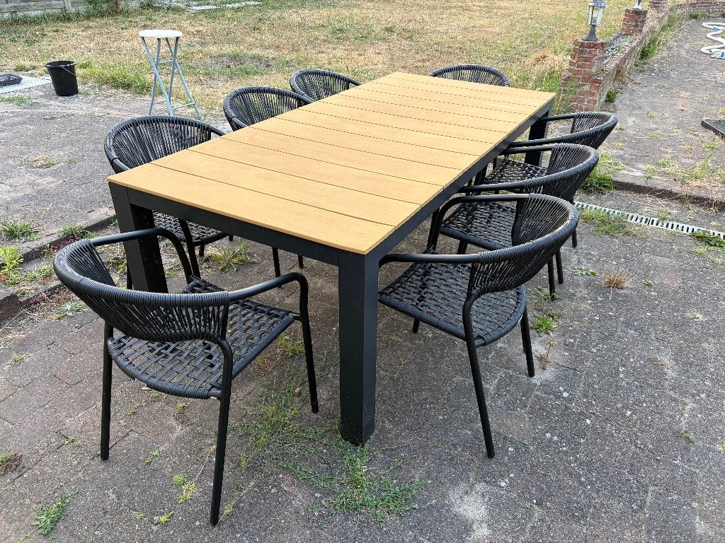 Exterioo Calzo tuinset met tafel en 8 stoelen, Chaise, Salons de jardin, 8 places, Enlèvement
