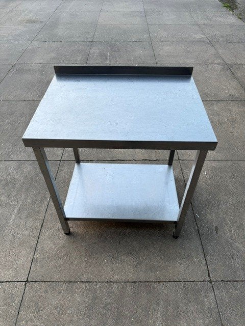 RVS werktafel met ondertablet en opkant L1m20xD80xH85cm, Ophalen, Gebruikt, 100 tot 150 cm, 75 cm of meer