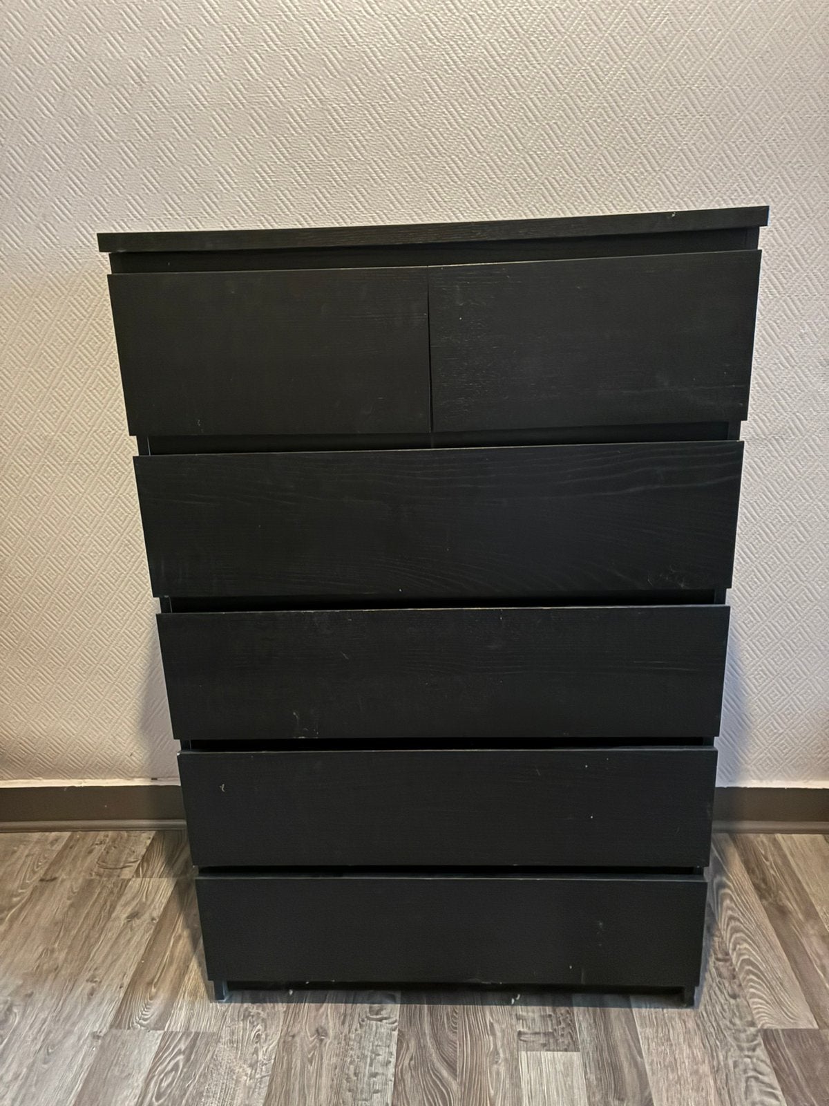 Commode IKEA 6 tiroirs en noir, Maison & Meubles, 25 à 50 cm, 5 tiroirs ou plus, Comme neuf, Enlèvement