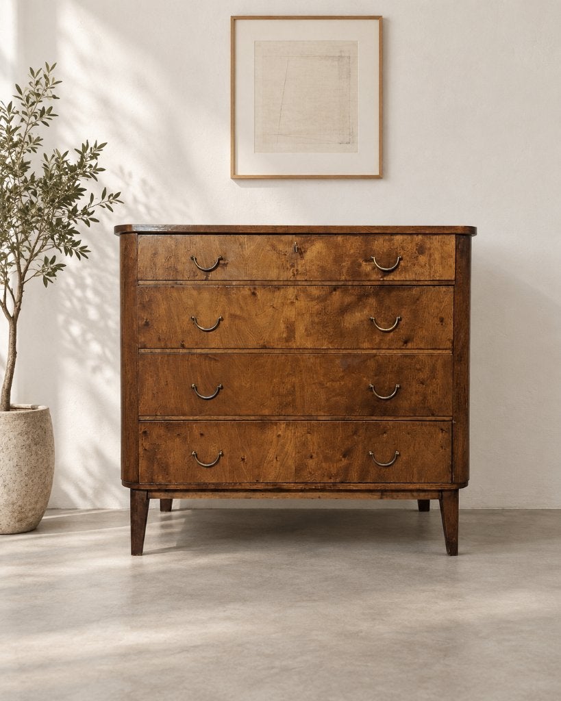 Grande commode vintage Imexcotra en loupe de noyer, Maison & Meubles, Enlèvement, Comme neuf, Vintage