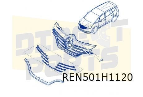 Renault Espace V (2/15-5/23) (XFC) Chromelijstset grille Ori, -, -, Nieuw, Bumper