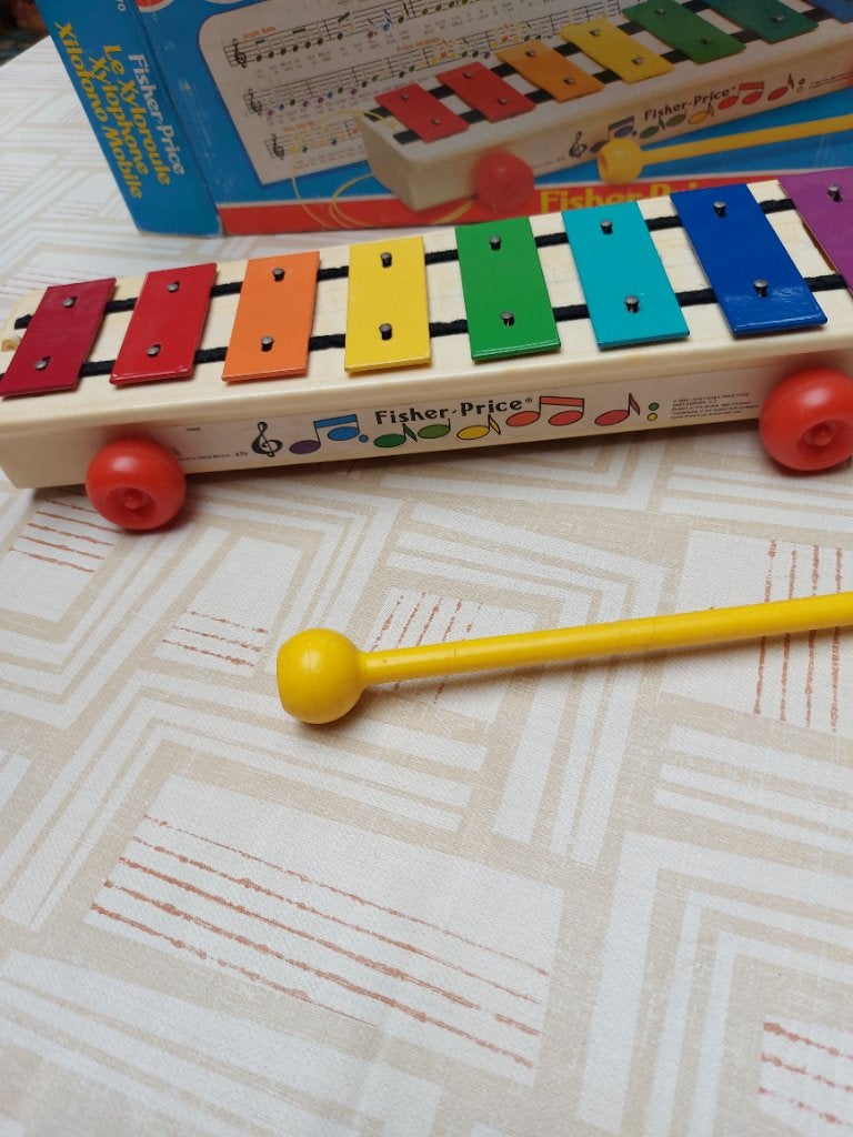 Vintage ficher price xylofoon van jaren 80, Enlèvement, Utilisé, Jouet à Pousser ou Tirer, Sonore