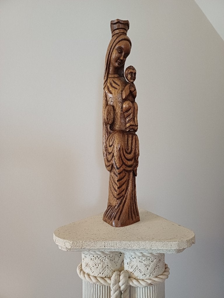 Houten Maria beeld - 61cm, Ophalen, Hout, Bruin, Klassiek