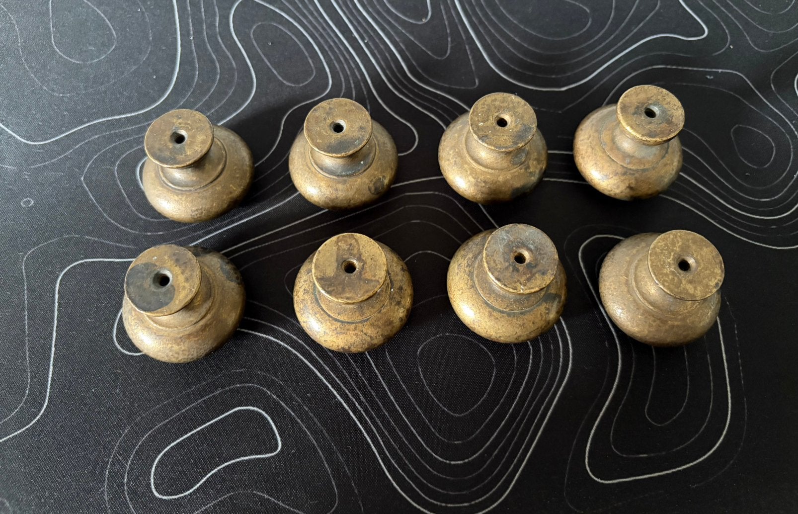 Set van 8 oude messing knoppen – vintage/antiek, Ophalen of Verzenden, Zo goed als nieuw, Koper of Messing, Overige typen