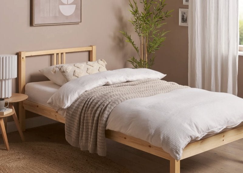 Lit + sommier en bois Très bon Etat 1 personne, 100 cm, Une personne, Enlèvement, Utilisé