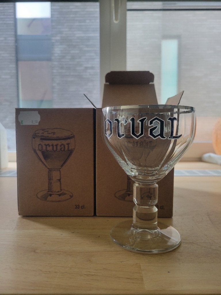 4 glazen orval, Ophalen of Verzenden, Zo goed als nieuw, Bierglas