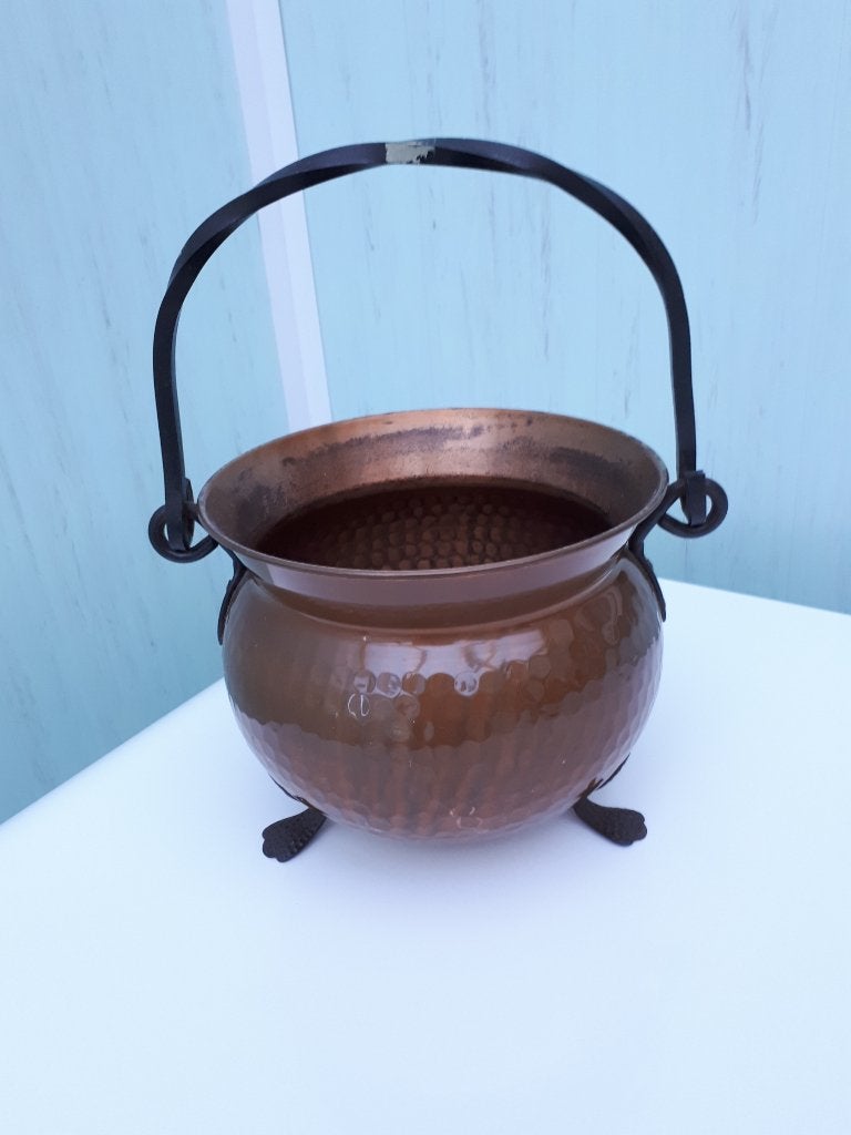 Heel mooie koperen pot cachepot hoogte ca 18 cm, Antiek en Kunst, Ophalen