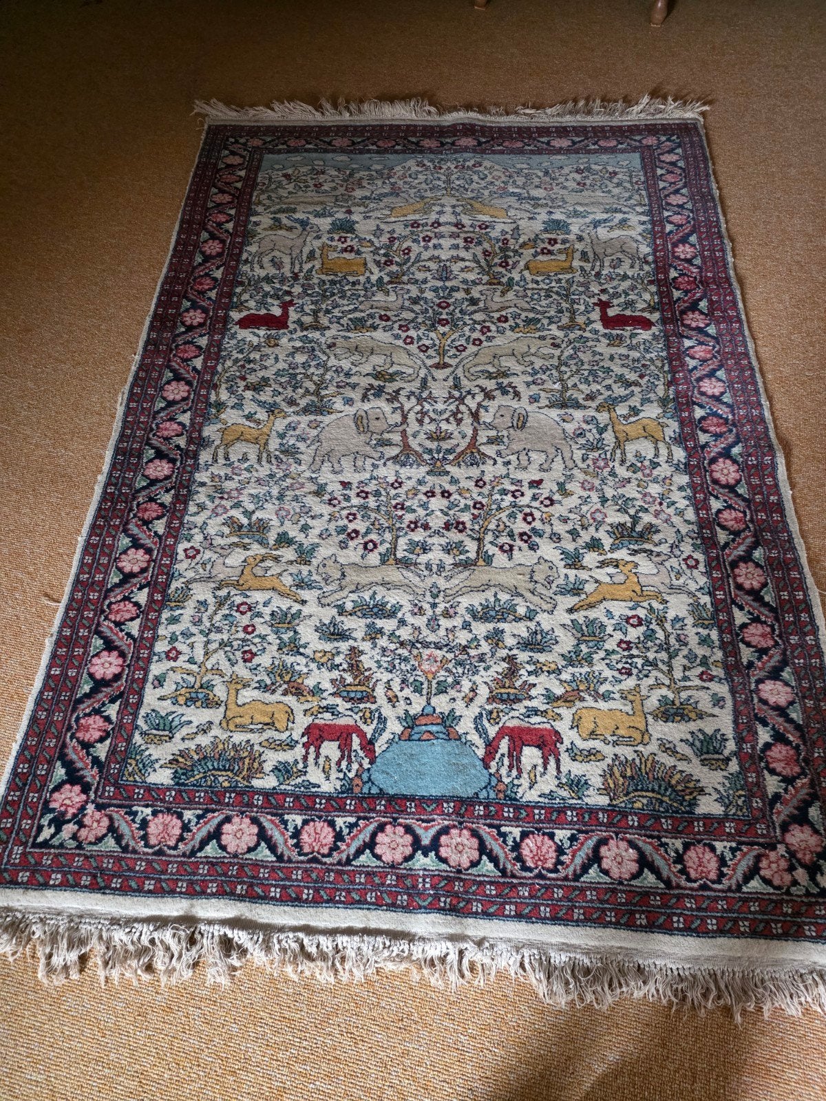 handgeknoopt wollen tapijt, Ophalen, Rechthoekig, 150 tot 200 cm, 100 tot 150 cm