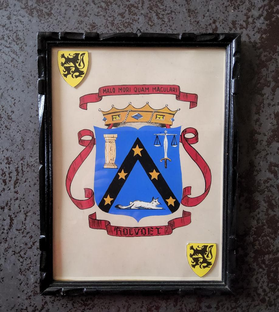 Wapenschild familie Holvoet Oostende, Antiek en Kunst, Curiosa en Brocante, Ophalen of Verzenden