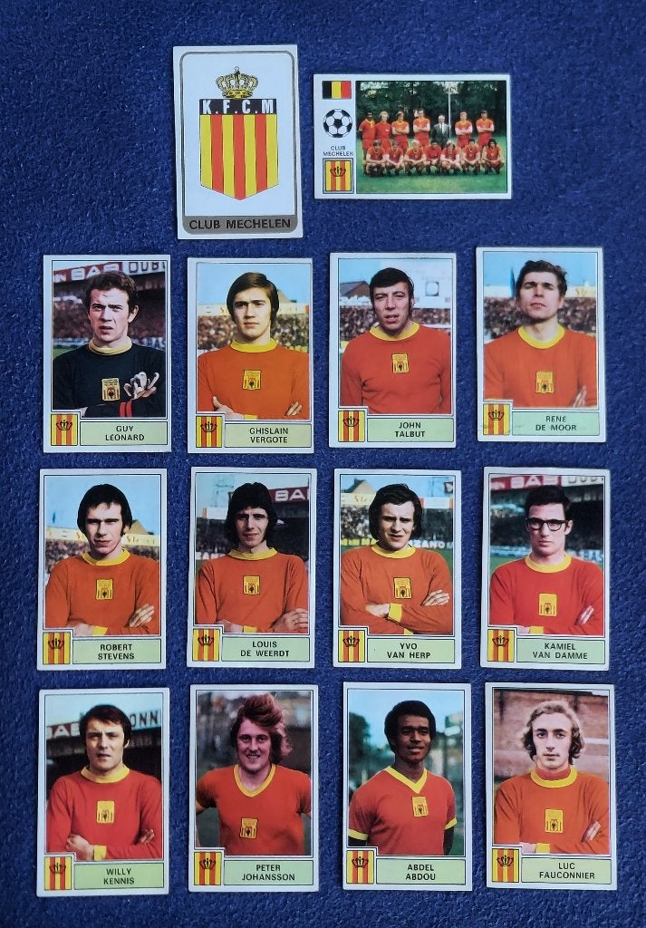 14 versch. Panini stickers voetbal ' FB 1972 - KV Mechelen ', Ophalen of Verzenden, Nieuw, Meerdere stickers