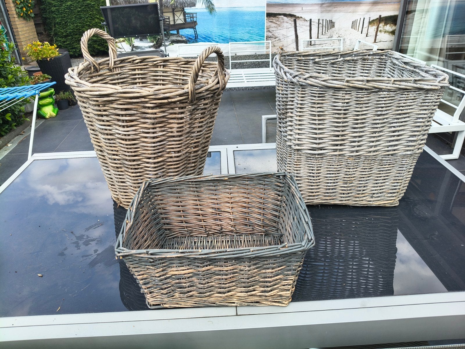3 rieten manden, Huis en Inrichting, Ophalen