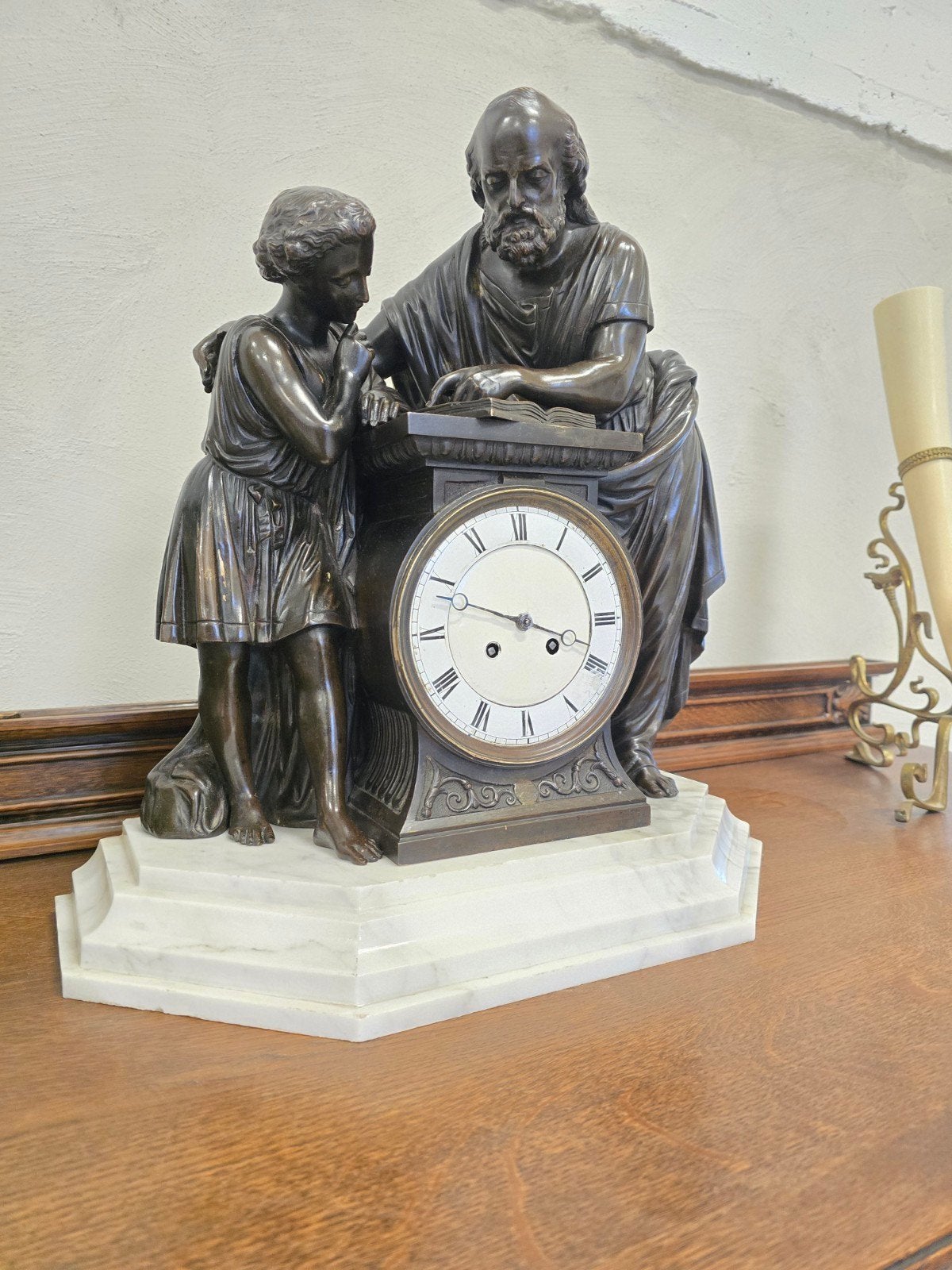 horloge ancienne (bronze), exemplaire très lourd, XIXe siècl, Antiquités & Art, Enlèvement