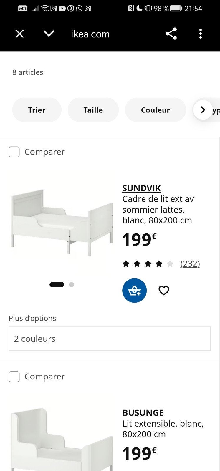 lit Ikea évolutif 800x200, Sommier à lattes, 70 à 85 cm, Enlèvement, 180 cm ou plus