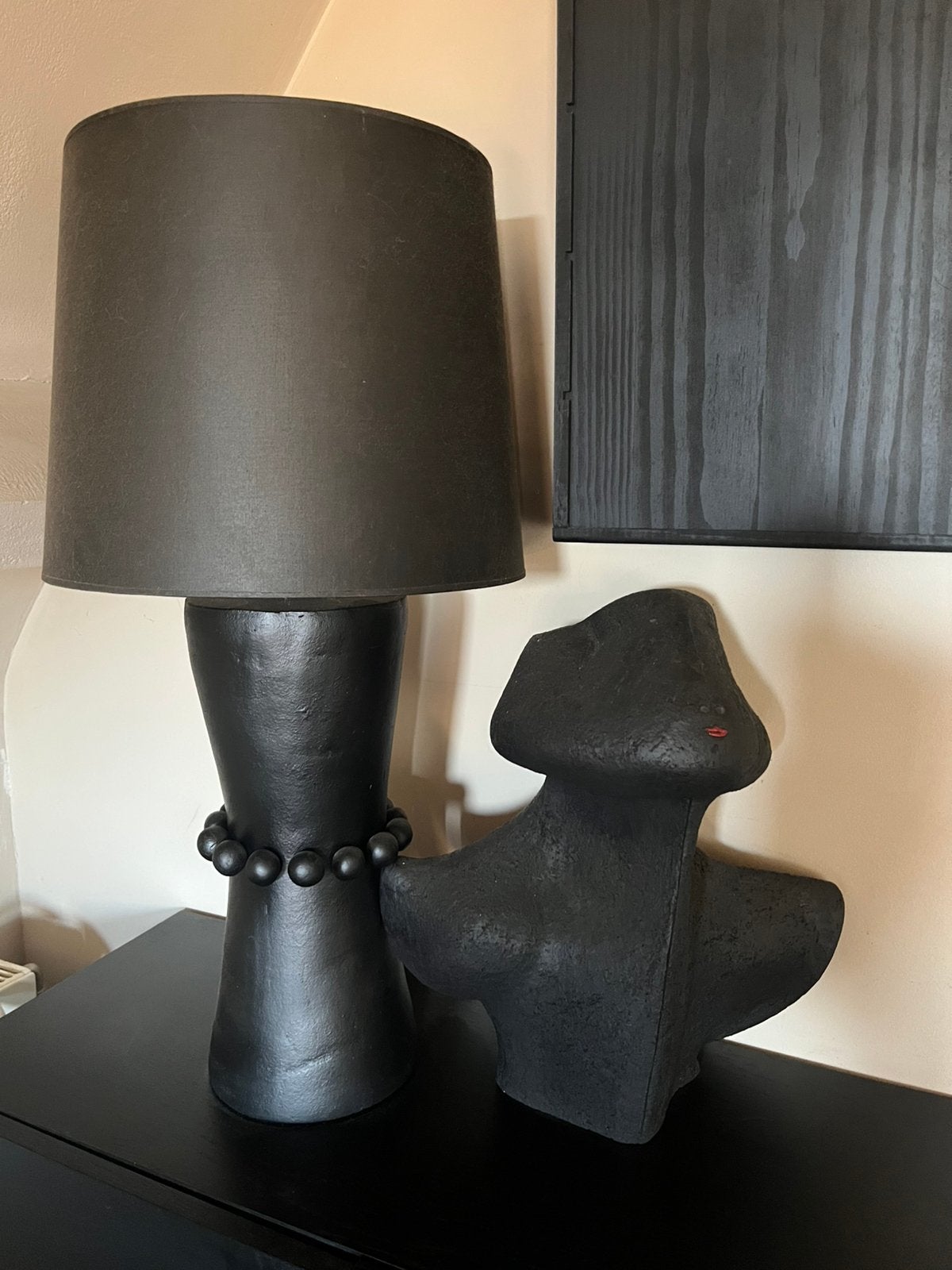 Grote lamp (aardewerk), Ophalen, Gebruikt, E27 (groot), Zwart