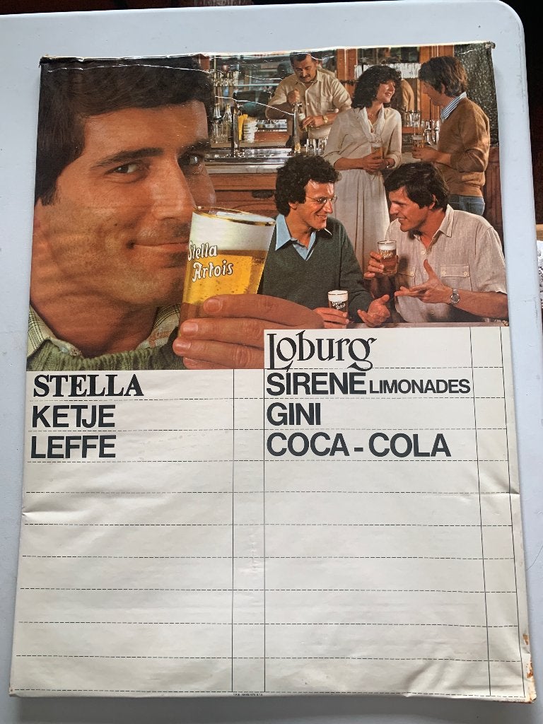 Oude Vintage prijslijst Stella Artois Horeca Café, Verzamelen, Ophalen, Nieuw, Overige typen, Stella Artois