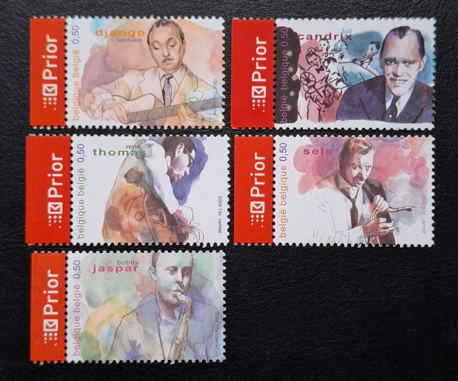 Belgique : COB 3284/88 ** Jazz 2004., Sans timbre, Neuf, Non oblitéré, Timbre-poste