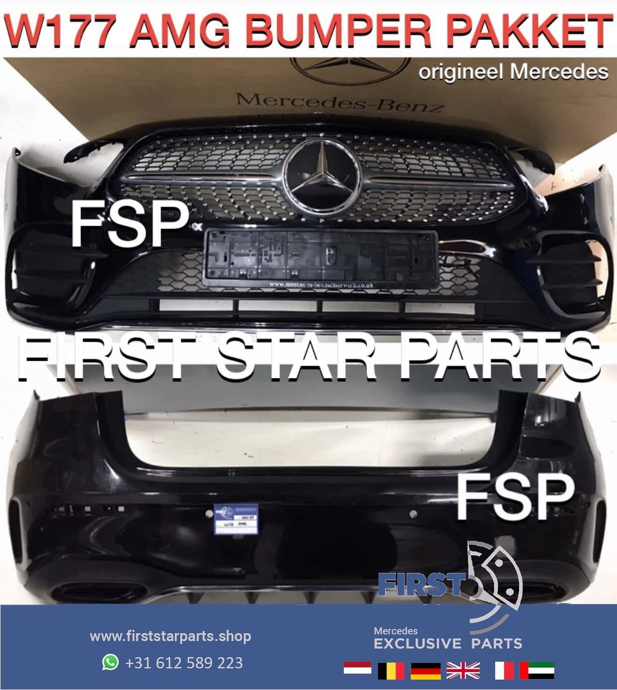 W177 AMG PAKKET ZWART Mercedes A Klasse 2018-2021 ORIGINEEL, Utilisé, Avant, -, -