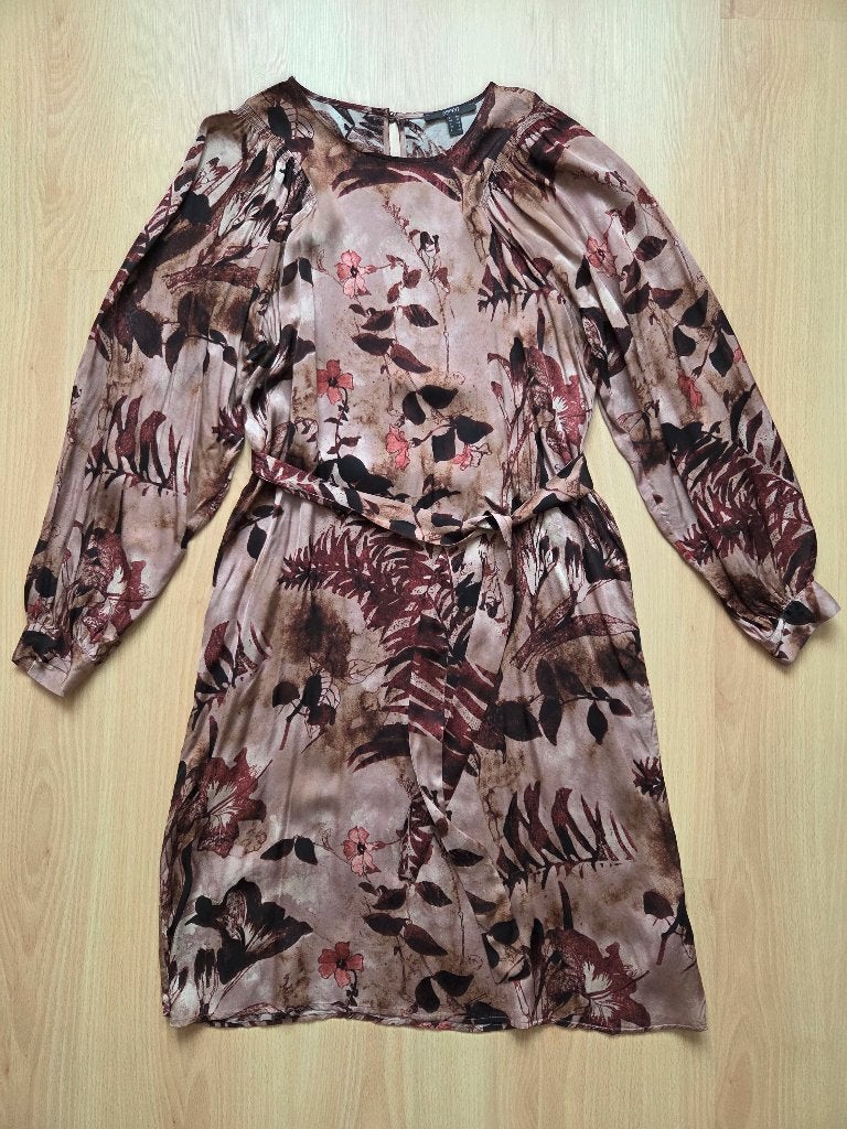 Robe à motif végétal - taille 38, Taille 38/40 (M), Enlèvement ou Envoi, Comme neuf, Brun