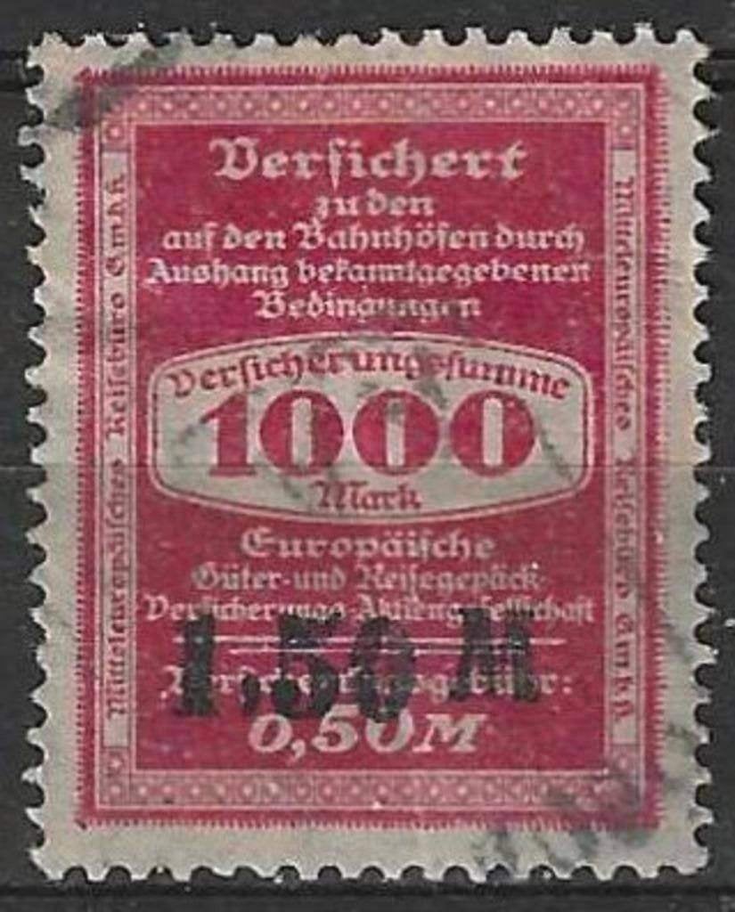 Allemagne 1923 - Yvert ZN - Versichert ½ million (ST), Envoi, Affranchi