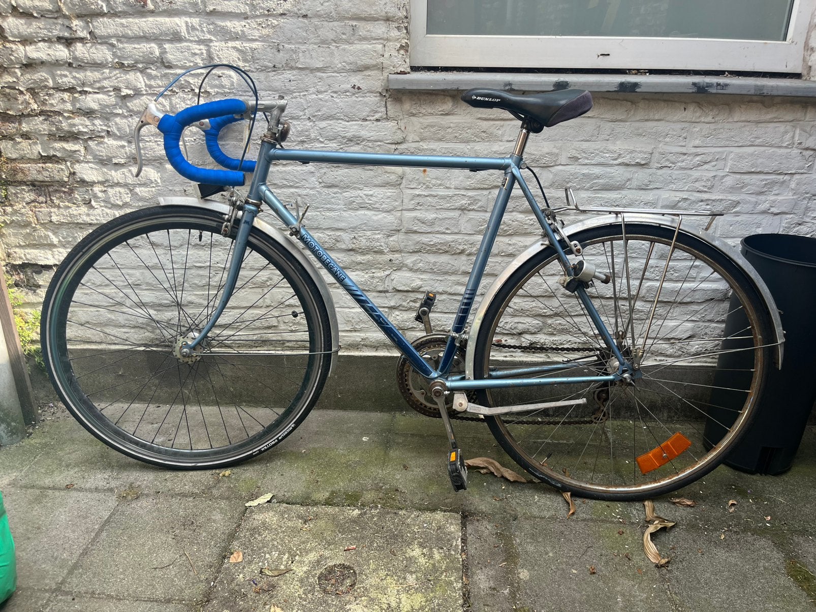 Vintage blauwe Motobecane koersfiets, Ophalen, Gebruikt, 10 tot 15 versnellingen, Overige merken