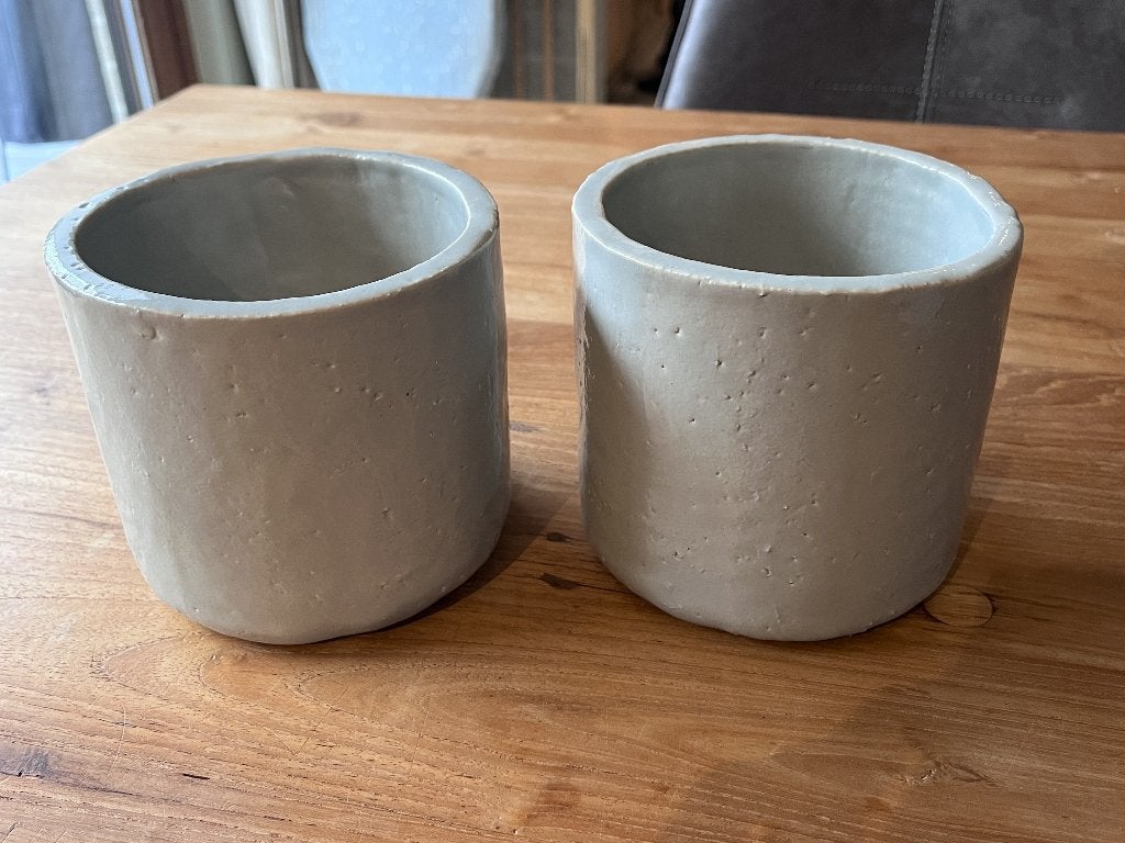 Handgemaakte keramieken bloempotjes, Tuin en Terras, Ophalen, Overige materialen, Rond, Binnen