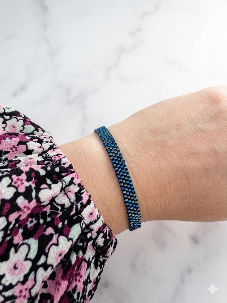 Bracelet Miyuki –  Bleu Aurore Boréale, Neuf, Bohêmia, Acier, Bleu