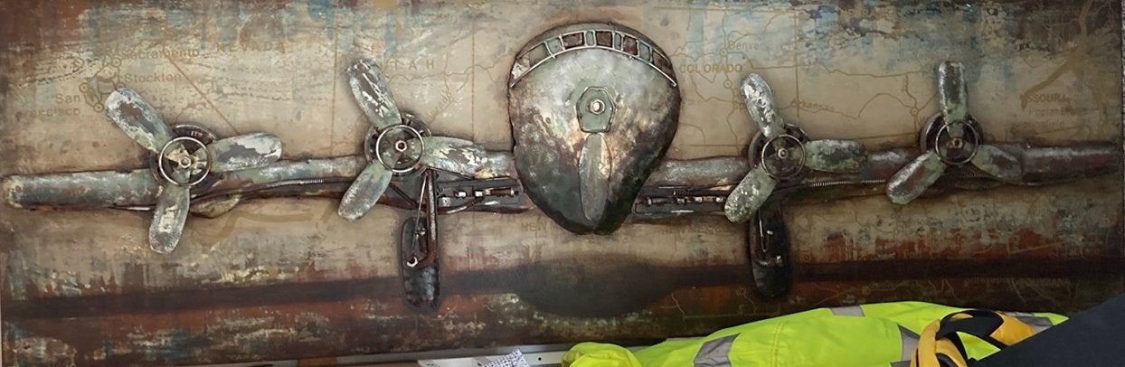 Metalen Wandpaneel  (Vliegtuig / Luchtvaart thema), Ophalen, Zo goed als nieuw, Metaal, Industrieel