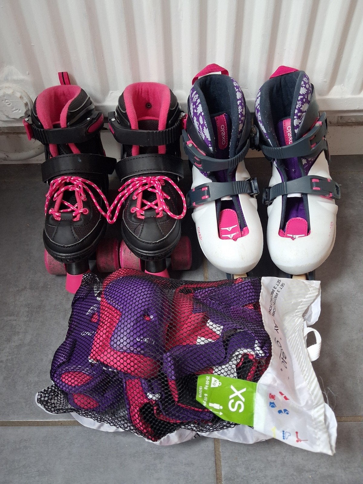 Lot de patins a roulettes/roller complet