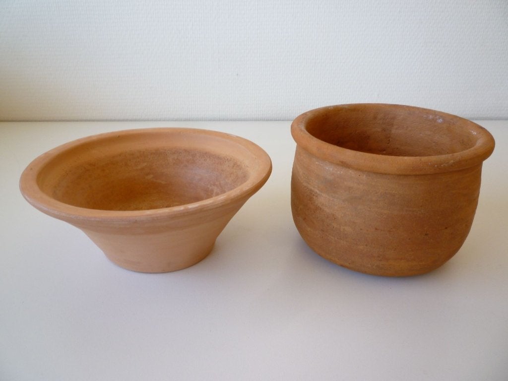 Lot de pots de fleur vintage en terre cuite, Enlèvement ou Envoi, Comme neuf, Rond, Intérieur