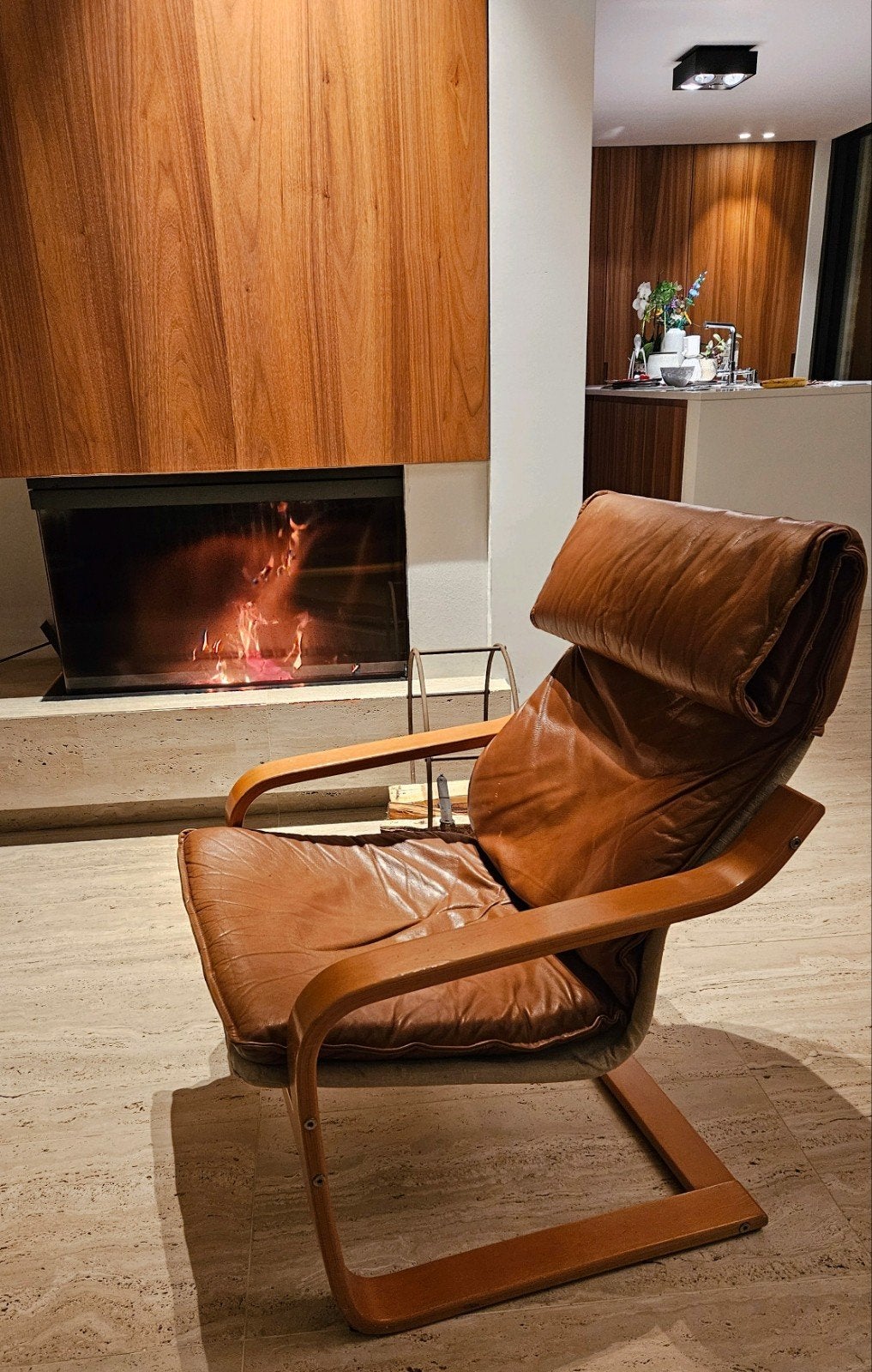 Originele Poem fauteuil cognac leder in goede staat, Huis en Inrichting, Ophalen